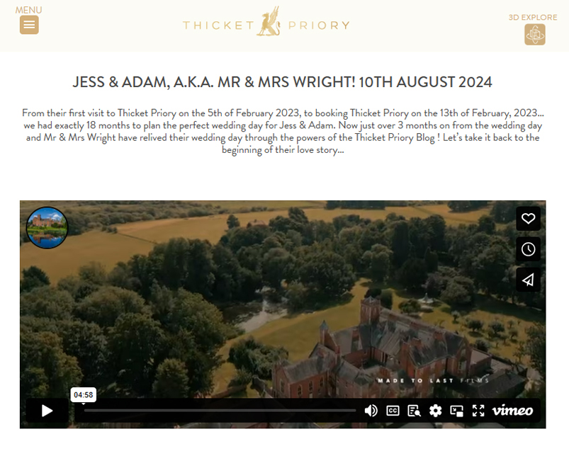 Jess and Adam at Thicket Priory